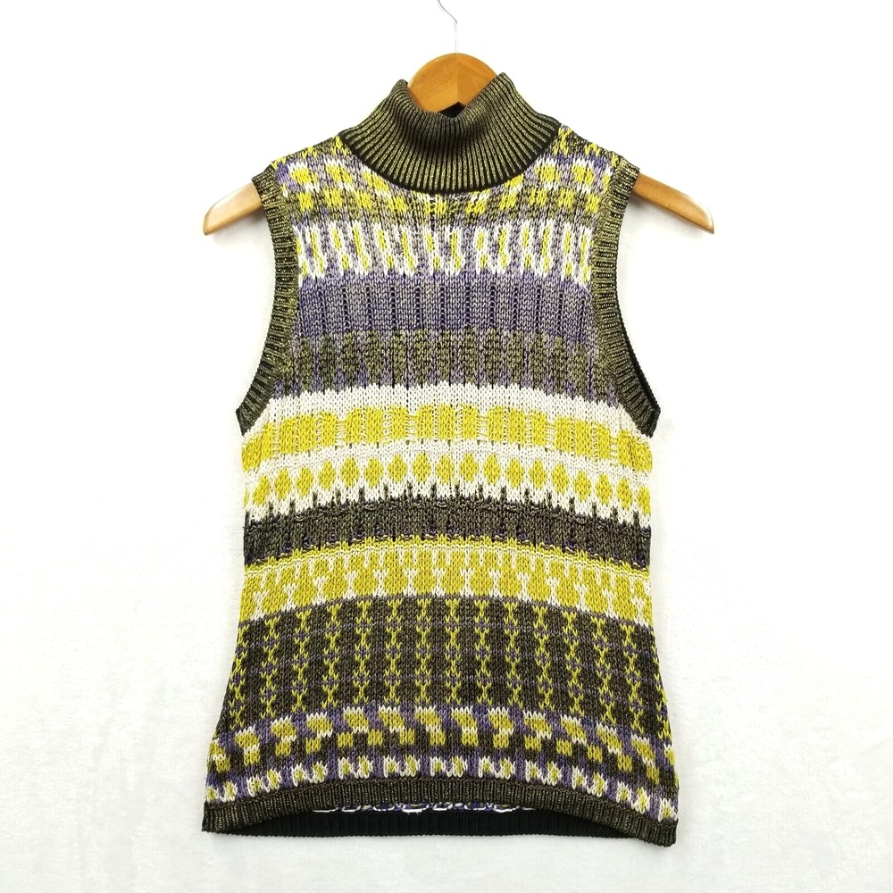 Per Se Carlisle Sweater Women's S Multicolor Metallic 100% Silk Sleeveless Shell